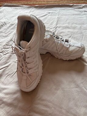 Avia White Women's Mesh Lace-Up Athletic Trainers